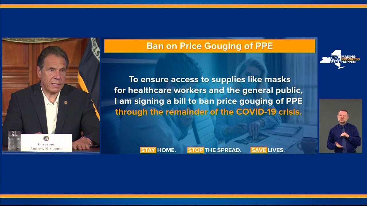 Gov. Cuomo Signs Executive Order Banning Price Gouging On PPE YouTube