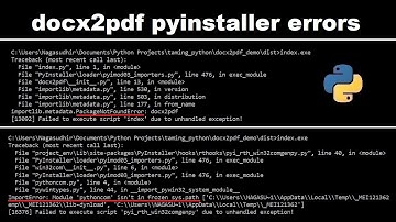 docx2pdf pyinstaller PackageNotFoundError, ImportError with cx_freeze and pywin32