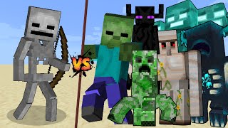 Titan Skeleton vs All Titans in Minecraft - Titan Skeleton vs Titan Mobs - Minecraft Mob Battle