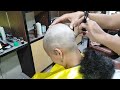 Women HEADSHAVE At Barbershop Long To Headshave Razor Shave
