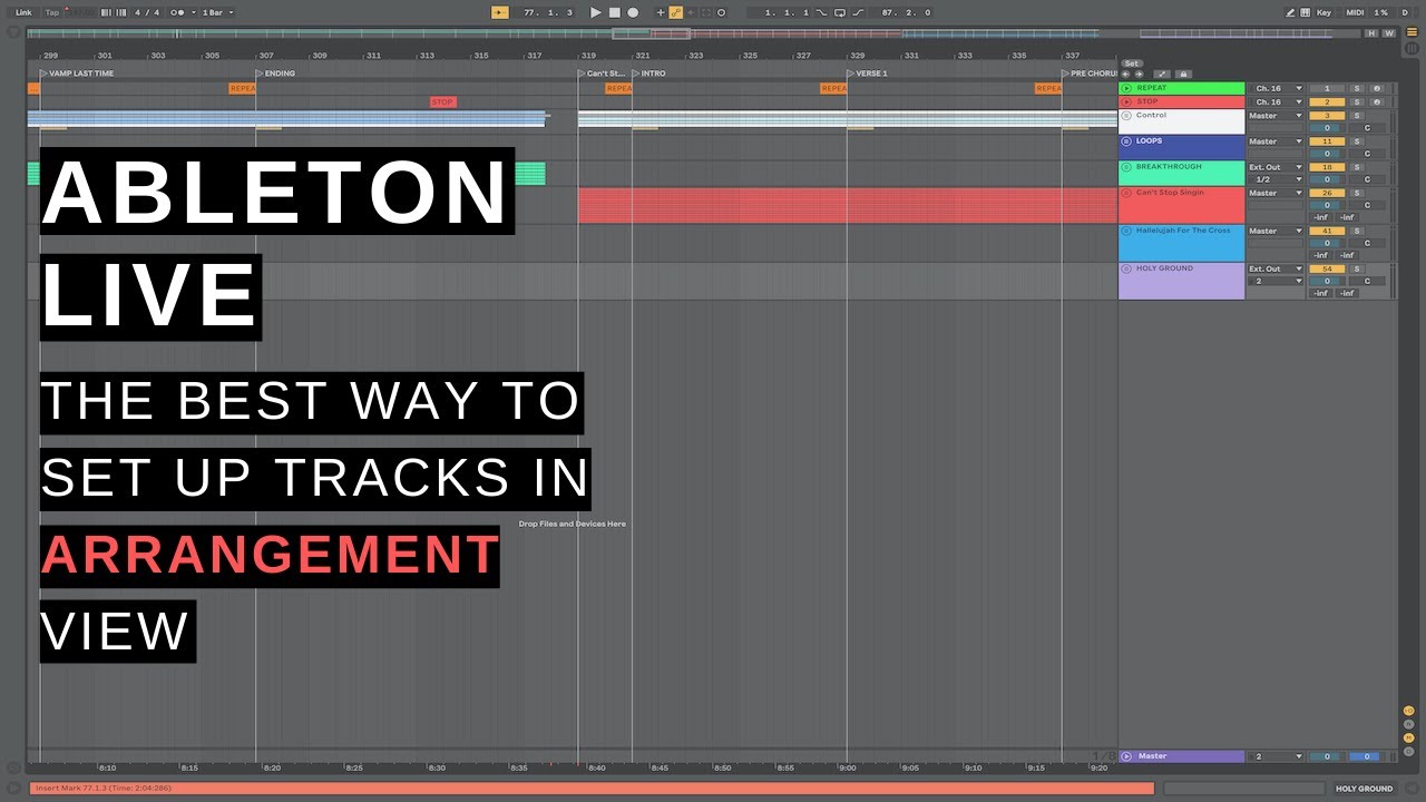 How to set up Sunday set in arrangement view in Ableton Live