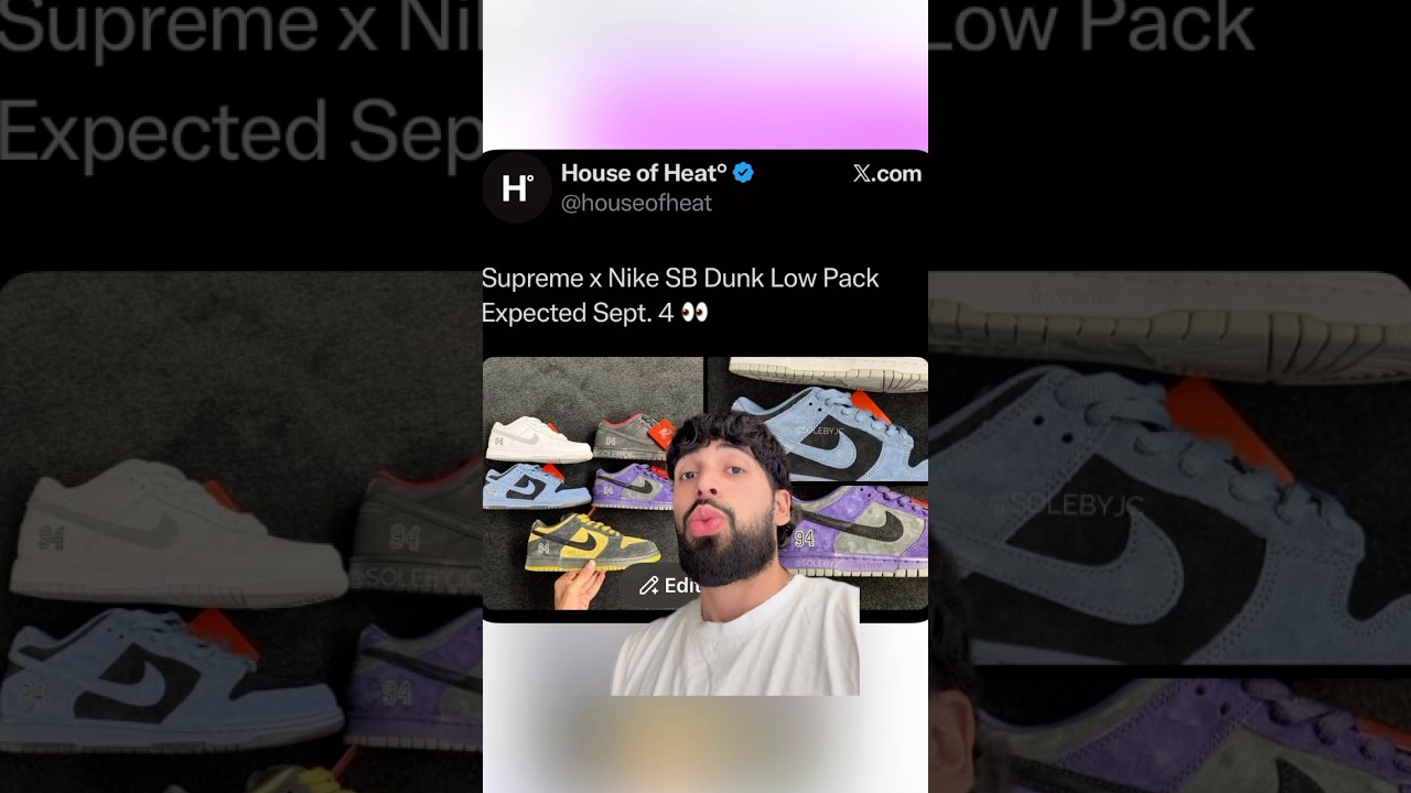 SUPREME X NIKE SB DUNK LOW PACK DROPPING THIS WEEK! WHICH COLORWAY YALL COPPING? 