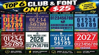 Top 6 Football Club Jersey Font Collection 2026-2027 (AI, SVG, EPS, TTF) |