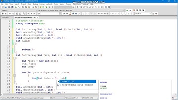 sorting an array using pointers to functions with a bumble sort function