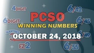 P53M Jackpot Grand Lotto 6/55, EZ2, Suertres, 4D, Megalotto 6/45 Draw | October 24, 2018