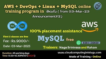 Announcement#2 | AWS DevOps Training 03-Mar-2023 batch | Cloud Computing In Telugu | +91 9381136450