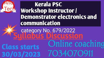 Kerala PSC Workshop Instructor Electronics & communicationSyllabus discussion   ✌✌