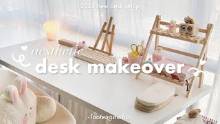 Aesthetic Desk Makeover Cozy, Minimal Pinterest Inspired, Desk Stationery Organisation