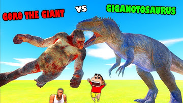 GIGANOTOSAURUS vs GORO THE GIANT and ALL UNITS in Animal Revolt Battle Simulator with SHINCHAN CHOP