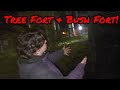 Building A Crazy Tree Fort And Bush Fort!