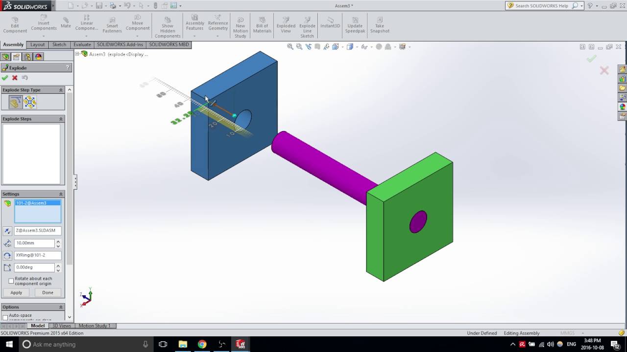 Create Exploded view (and add new configuration) - solidworks 2015 ...