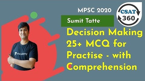 CSAT 360 | 25+ MCQ for Practise - with Comprehension | MPSC 2020 | Sumit Tatte