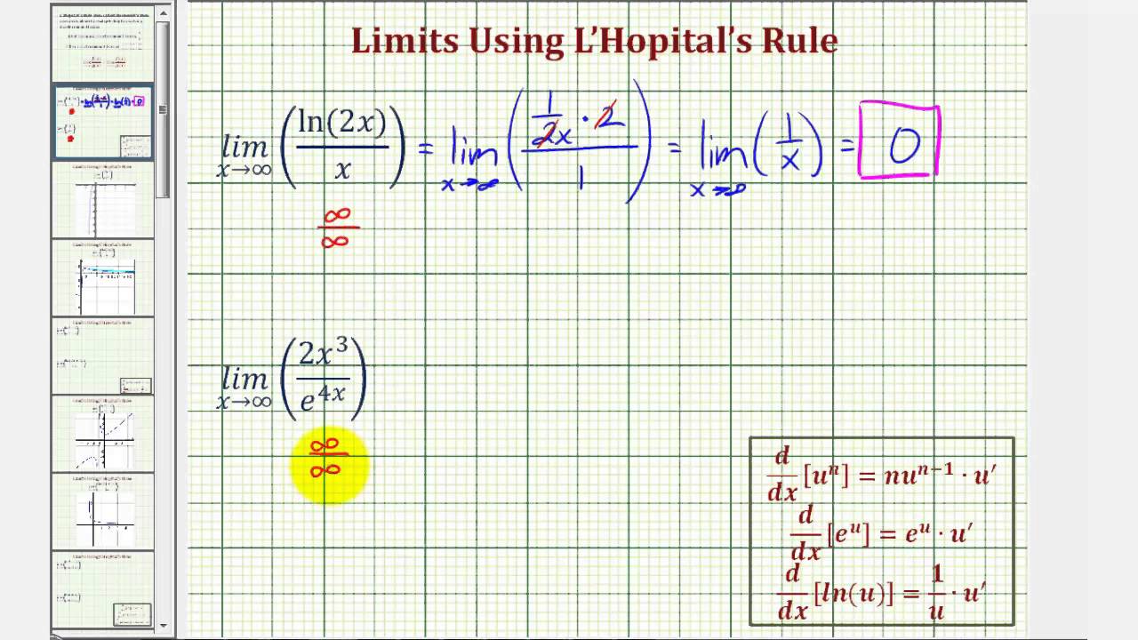 Determining A Limit L Hopital S Rule 1 2 Teaching Resources
