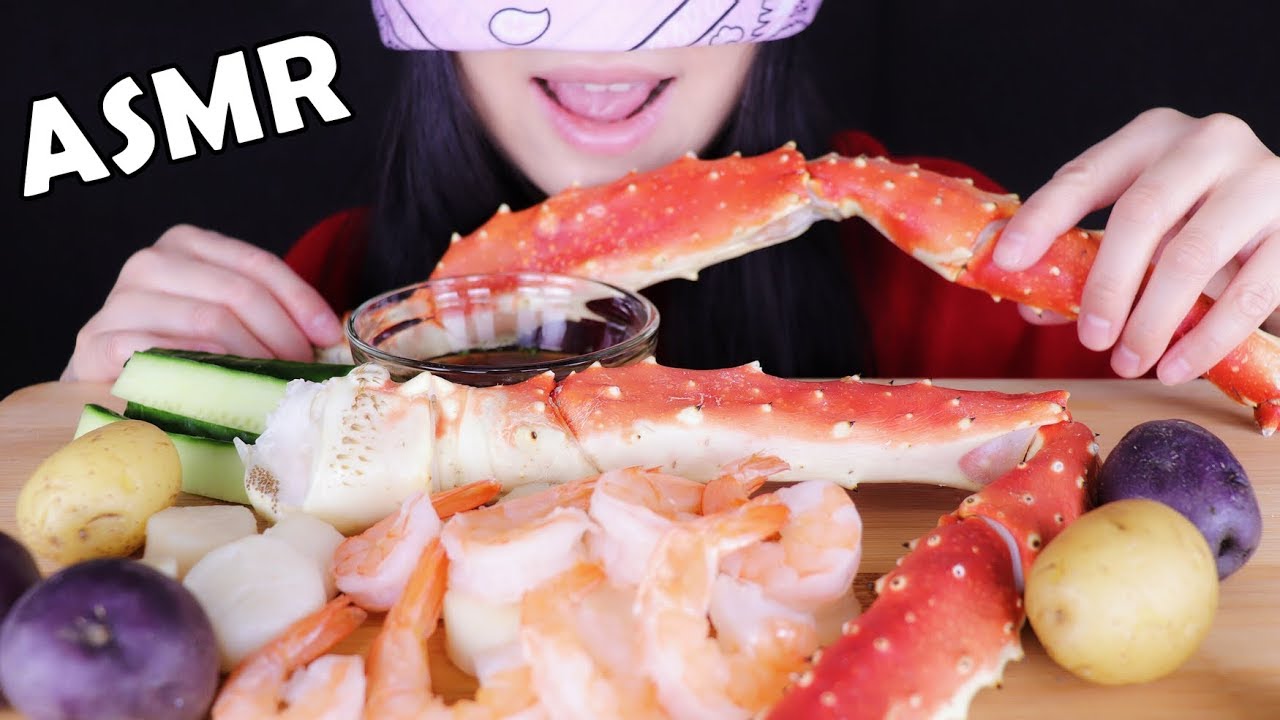 ASMR Seafood Blindfolded Challenge | Eating Seafood | King crab legs 왕게 다리 | 帝王蟹 吃播 | Abbey ASMR