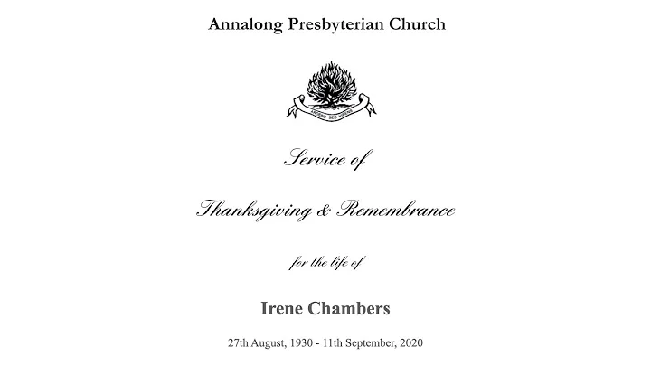 Service of Thanksgiving for the Life of Irene Chambers