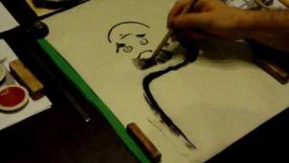 Kurokami Sumi-E Daruma Zen Painting By Polish Artist