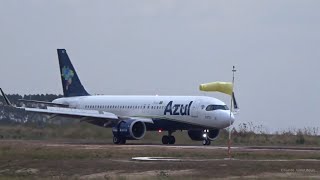 Pouso e decolagem com ventania - Airbus A320neo da Azul (PR-YYC) - Aeroporto de Sinop MT.