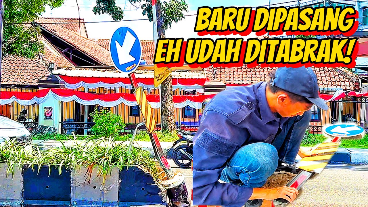 BENERIN RAMBU LALU LINTAS YANG KETABRAK DI DEPAN POLRES CIMAHI, PADAHAL BARU DIPASANG?