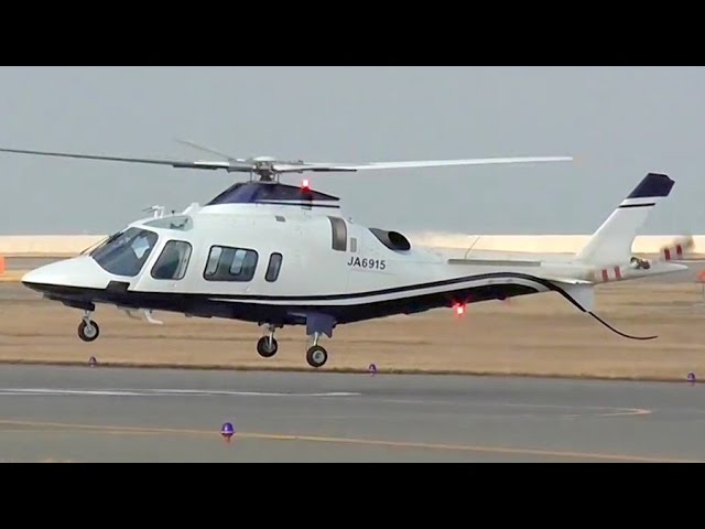 Agusta A109E Power JA6915 - takeoff and landing ＠北九州空港 - YouTube