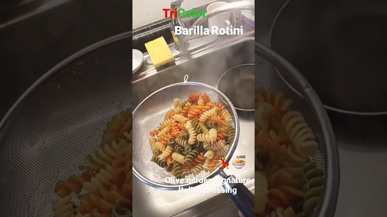 Tri Color Barilla Rotini With Olive Garden Signature Italian Dressing 