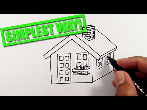 How to draw a 3D house with a chimney easy for beginners - YouTube