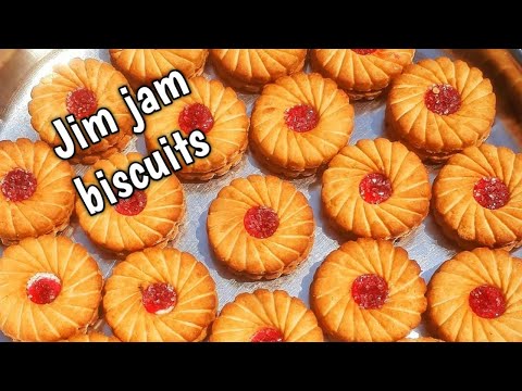Jim Jam Treat Biscuits Recipe Without Oven || Home Made Jam Biscuit Recipe || No Oven Biscuits