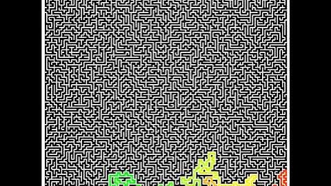 Recursive backtracker maze generation w/ breadth-first search solution