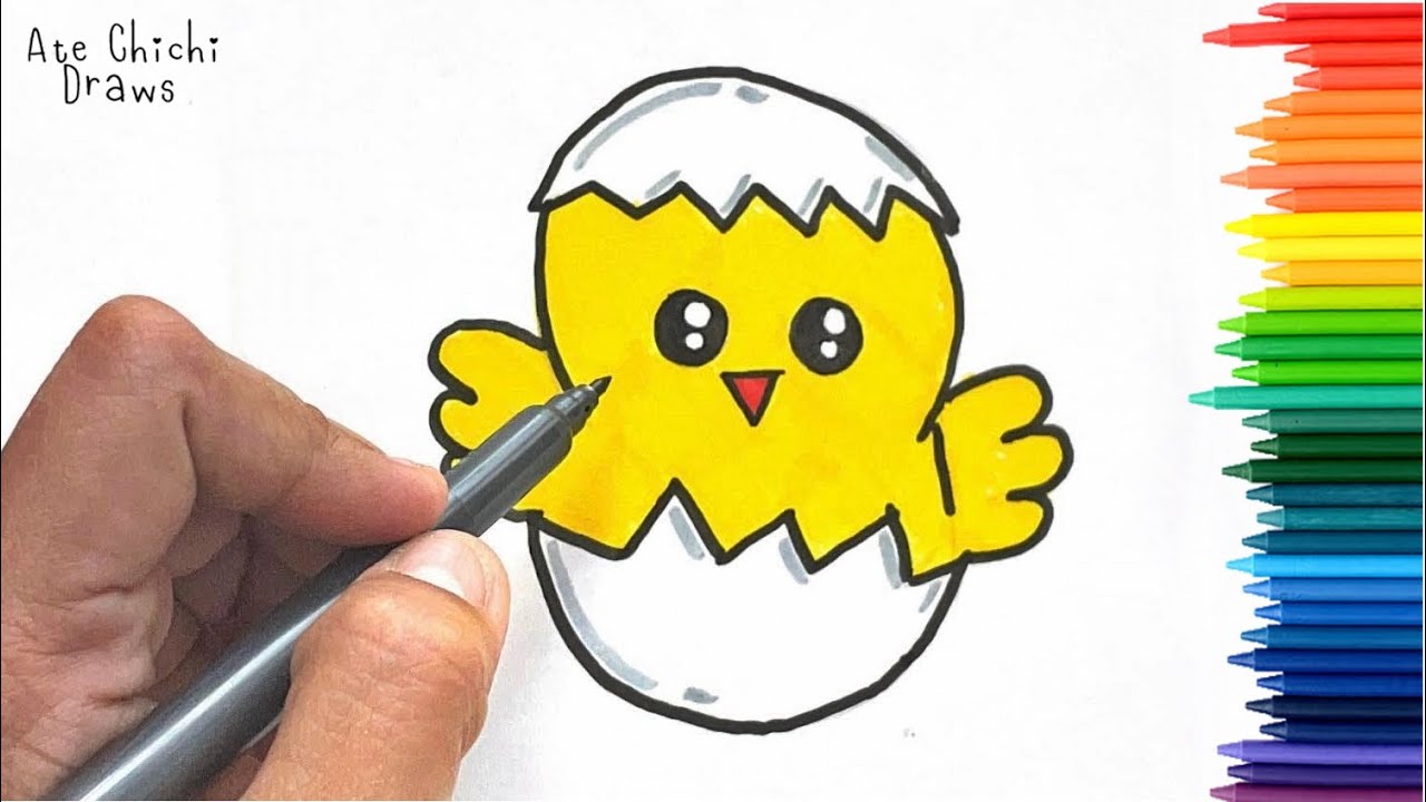 #8 How to draw a cute HATCHING EGG Drawings for Kids & Junior - YouTube