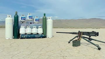 50cal M2 vs 1000 Pounds of Propane and Oxygen Tanks