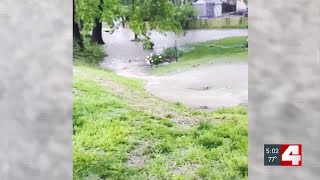 Oakville resident cleaning up weekend storm damage while severe weather forecasted this week