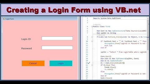 Login Form | VB.net | Visual Studio | with and without database validation  How to create login form