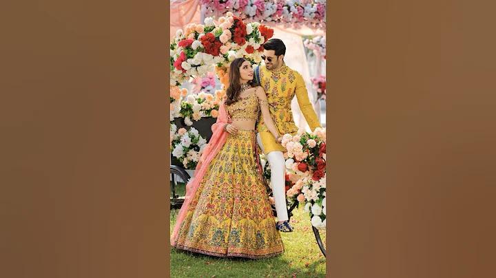 couple matching haldi And mehndi dress ideas # New reception ideas 2024 #haldi#mehndi#pic