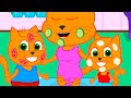 Familia de Gatos - Mueca vegetal Dibujos Animados Para Niños
