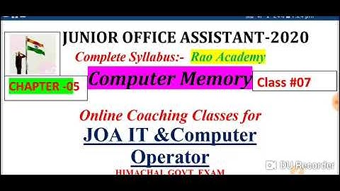 |JOA IT| Lect#7 Computer memory primary memory secondary memory online coaching classes for JOA IT