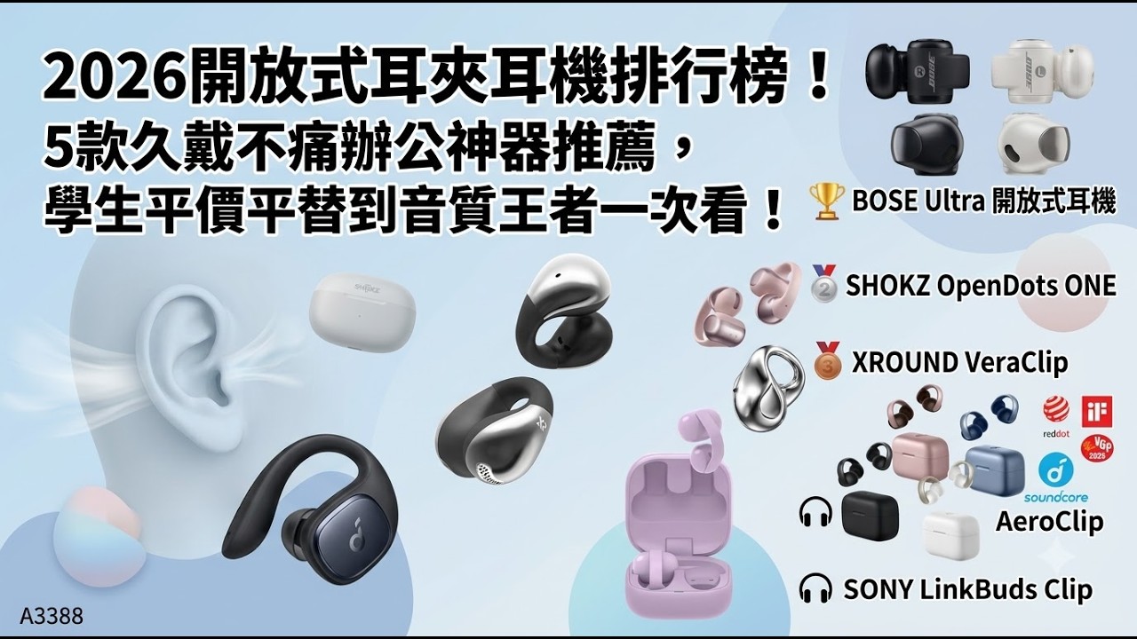 2026開放式耳夾耳機排行榜!5款久戴不痛辦公神器推薦,學生平價平替到音質王者一次看! 縮圖