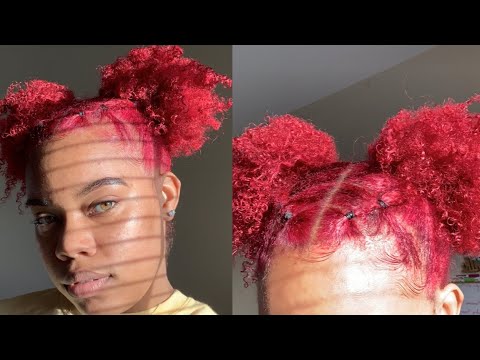 Bleaching & Dying My Natural Hair | Raspberry Red | - YouTube