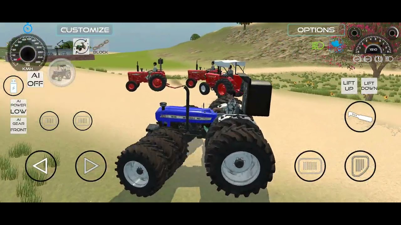 Buldozer vs 3 mahindra tractor tochan game play of indian vehicle simulator 3d