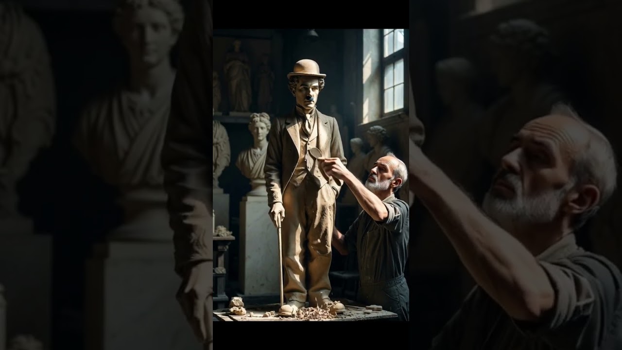 “From clay to legend — creating a statue of Charlie Chaplin.”
