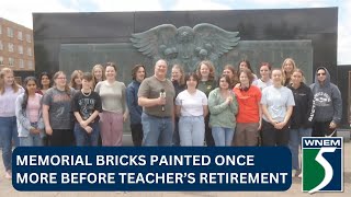Art students paint memorial bricks once more before teacher’s retirement