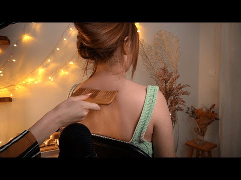 asmr relaxing back and nape massage with tracing, brushing, combing | no talking