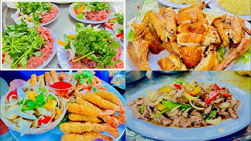 Món ngon đãi tiệc 80 khách ngày cưới cùng gà quay giòn và nai né rau càng cua.