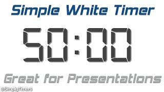 50 min simple white digital clock countdown timer for presentations with ending bell 1 Hour 60 Min Simple White Digital Clock Countdown Timer With Ending Bell