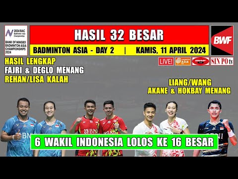 Hasil Lengkap Badminton Asia Championship 2024 Hari Ini Day 2 ~ RELIS Kalah ~ FAJRI &amp; DEGLO Menang