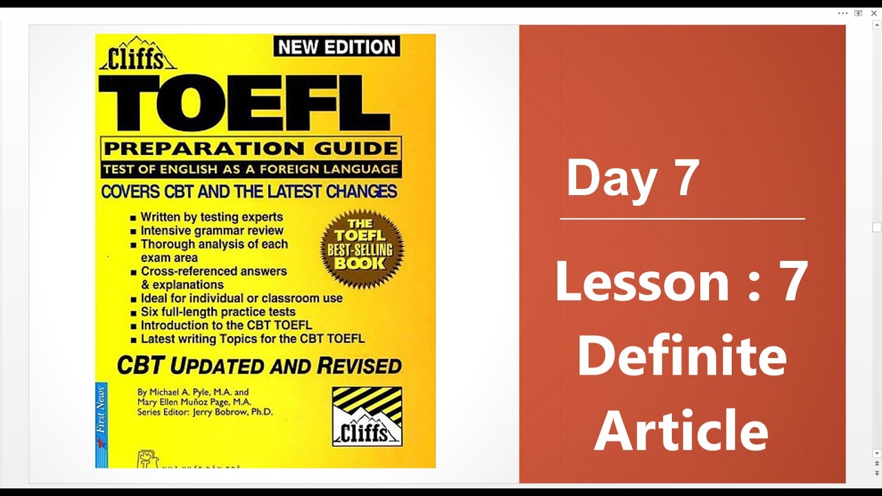 TOEFL CLIFFS GRAMMAR : DEFINITE ARTICLE _ Khmer Explanation