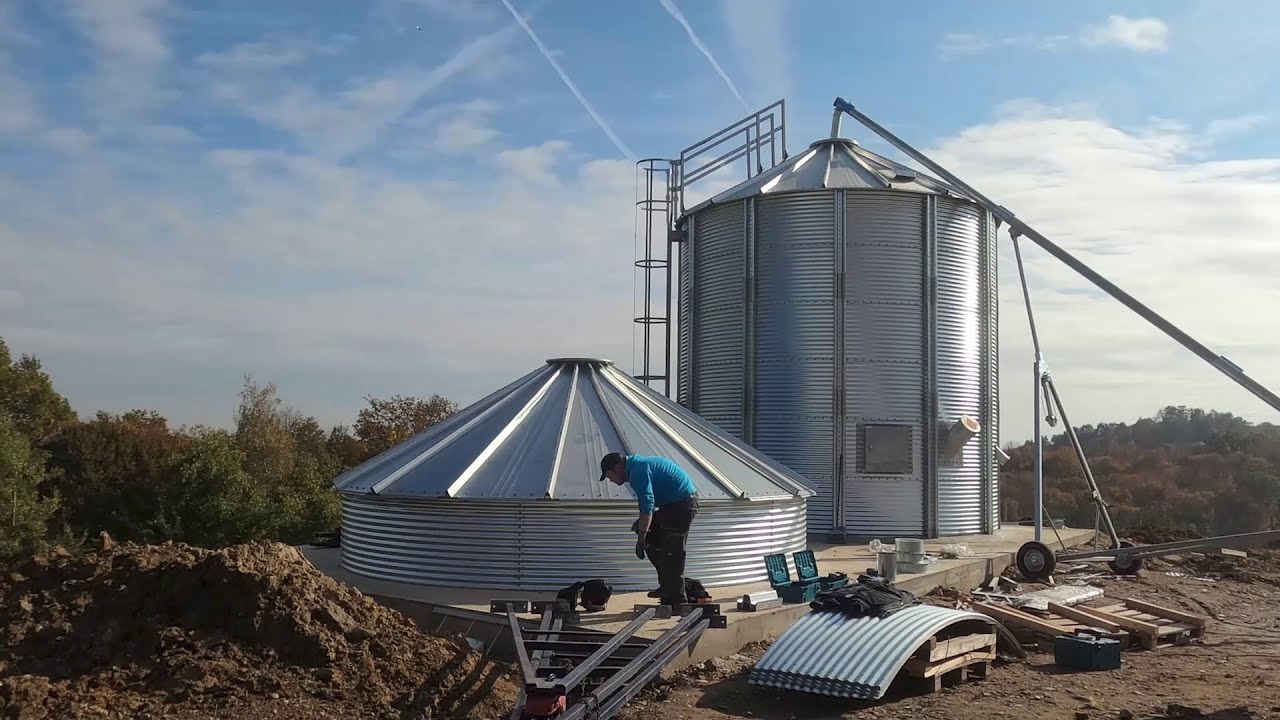 Steel silo montage (Montaža kovinskega silosa) - Kancler sistem pro