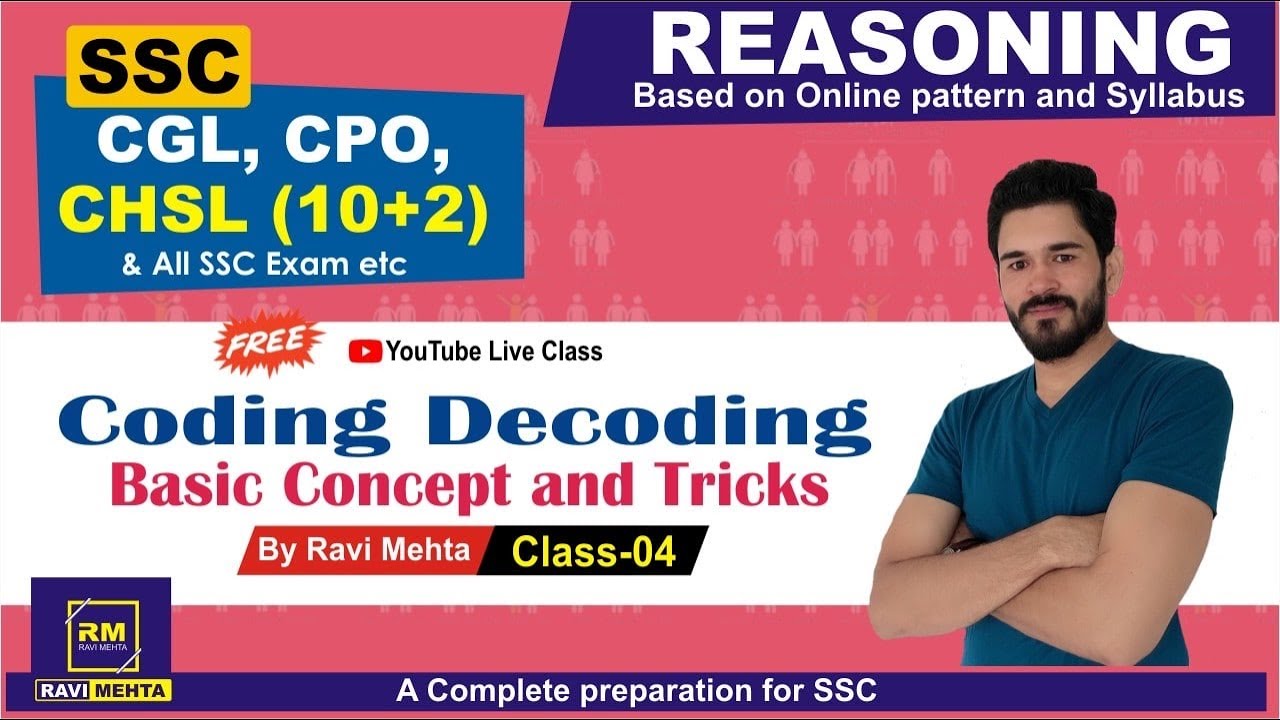 🛑#Live|| Class 04 ||Coding Decoding Concept and Reasoning Tricks ...