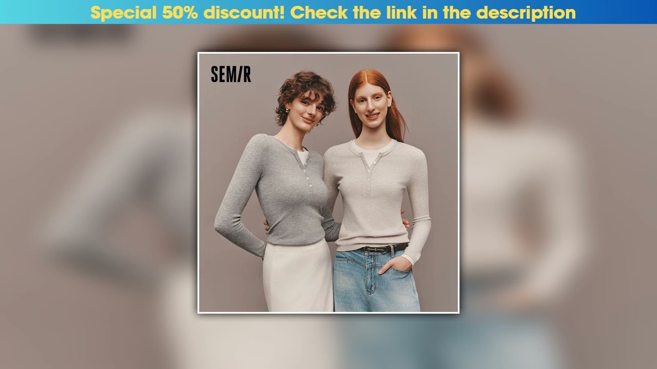 Today Only Semir Knitted Sweater Women Winter Henley Collar Fake Two-Piece Heat-Generating Anti-Bac