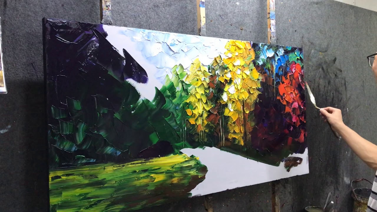 Asdam Art - Colorful Landscape Canvas Painting