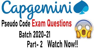 Capgemini Pseudo Code 2020-21 Exam Set | New Pattern ( Solved) | Part 2