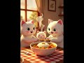 White Cat Family Cooking Together – A Warm Meal Full of Love #funny #cute #animation #animals #cat